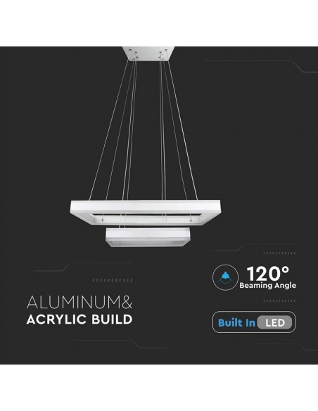 3986-Lampadario LED a Sospensione con  Rettangoli  in Metallo Colore Bianco  Triac Dimmerabile-5