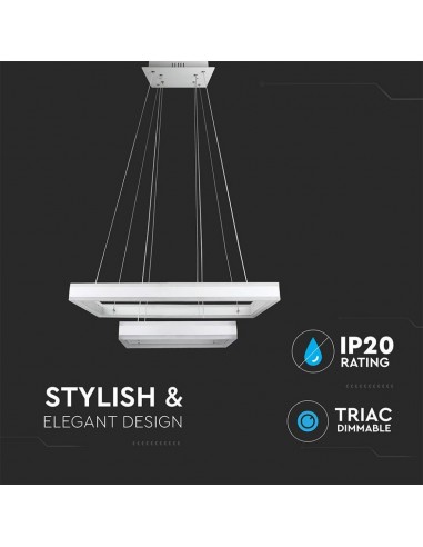 3986-Lampadario LED a Sospensione con  Rettangoli  in Metallo Colore Bianco  Triac Dimmerabile-6