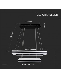 3987-Lampadario LED a Sospensione con  Rettangoli  in Metallo Colore Nero  Triac Dimmerabile-1 2