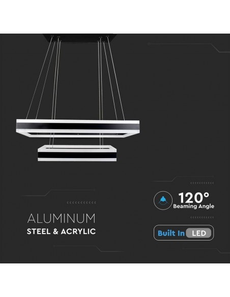 3987-Lampadario LED a Sospensione con  Rettangoli  in Metallo Colore Nero  Triac Dimmerabile-4