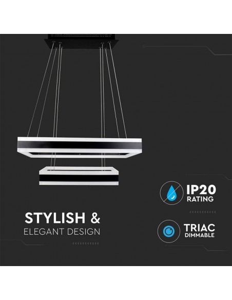 3987-Lampadario LED a Sospensione con  Rettangoli  in Metallo Colore Nero  Triac Dimmerabile-5