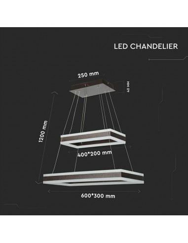 3988-Lampadario LED a Sospensione con  Rettangoli  in Metallo Colore Caffè  Triac Dimmerabile-2
