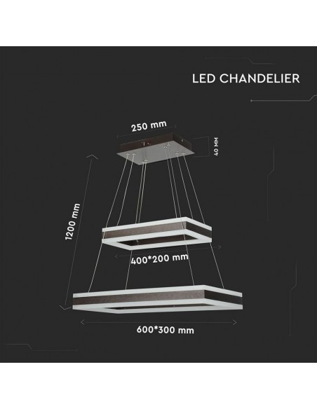 3988-Lampadario LED a Sospensione con  Rettangoli  in Metallo Colore Caffè  Triac Dimmerabile-2
