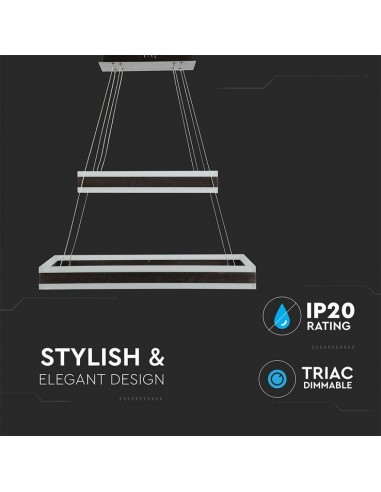 3988-Lampadario LED a Sospensione con  Rettangoli  in Metallo Colore Caffè  Triac Dimmerabile-5