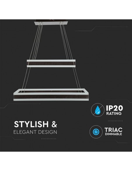 3988-Lampadario LED a Sospensione con  Rettangoli  in Metallo Colore Caffè  Triac Dimmerabile-5