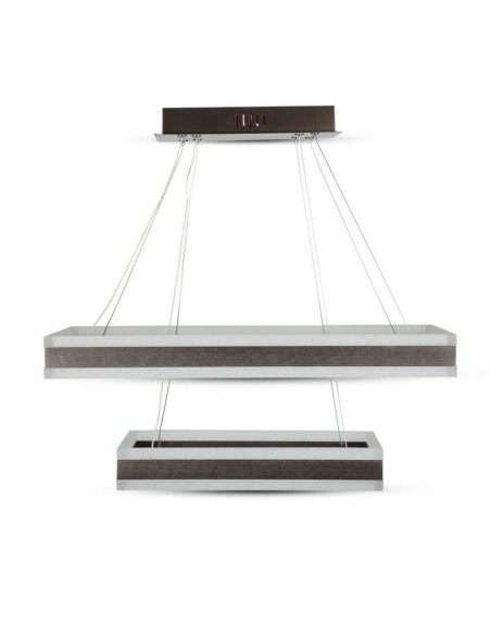 Lampadario LED a Sospensione con 2 Rettangoli 100W in Metallo Caffè 3000K Triac Dimmerabile