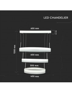 3989-Lampadario LED a Sospensione con  Cerchi  in Metallo Colore Bianco  Triac Dimmerabile-1 2