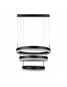 3990-Lampadario LED a Sospensione con  Cerchi  in Metallo Colore Nero  Triac Dimmerabile-1