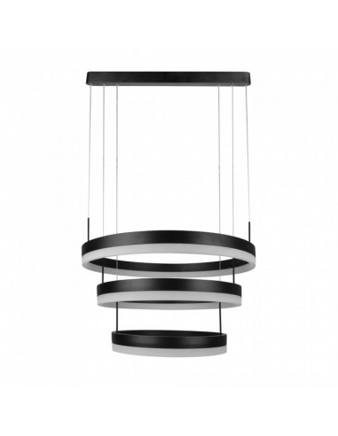 3990-Lampadario LED a Sospensione con  Cerchi  in Metallo Colore Nero  Triac Dimmerabile-1