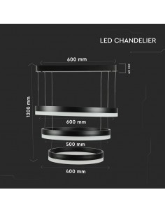 3990-Lampadario LED a Sospensione con  Cerchi  in Metallo Colore Nero  Triac Dimmerabile-1 2