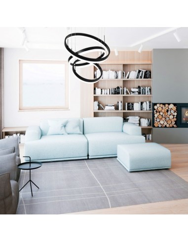 3990-Lampadario LED a Sospensione con  Cerchi  in Metallo Colore Nero  Triac Dimmerabile-4