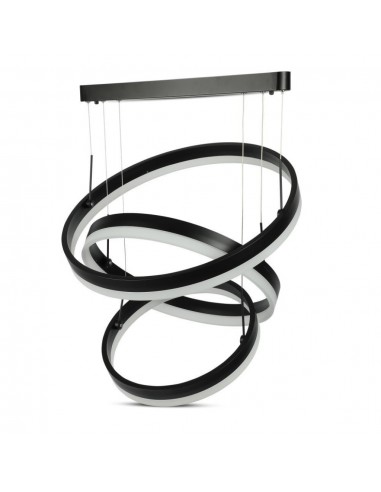 3990-Lampadario LED a Sospensione con  Cerchi  in Metallo Colore Nero  Triac Dimmerabile-6
