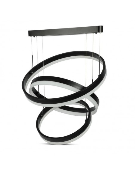 3990-Lampadario LED a Sospensione con  Cerchi  in Metallo Colore Nero  Triac Dimmerabile-6