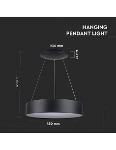 3993-Lampadario LED a Sospensione Circolare  in Metallo Colore Nero  -1 2