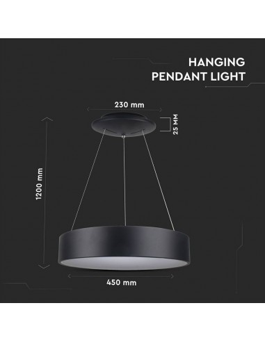3993-Lampadario LED a Sospensione Circolare  in Metallo Colore Nero  -2