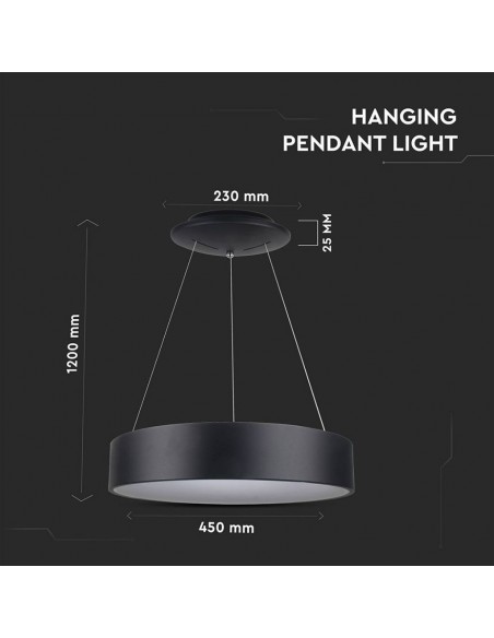 3993-Lampadario LED a Sospensione Circolare  in Metallo Colore Nero  -2