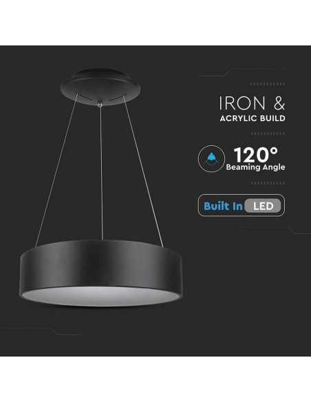 3993-Lampadario LED a Sospensione Circolare  in Metallo Colore Nero  -4