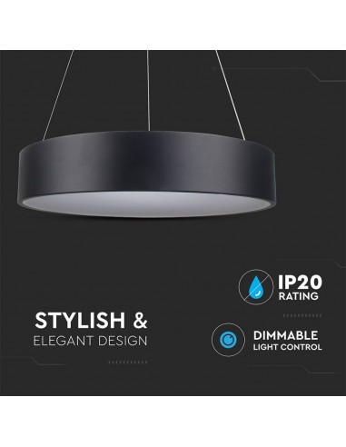 3993-Lampadario LED a Sospensione Circolare  in Metallo Colore Nero  -5