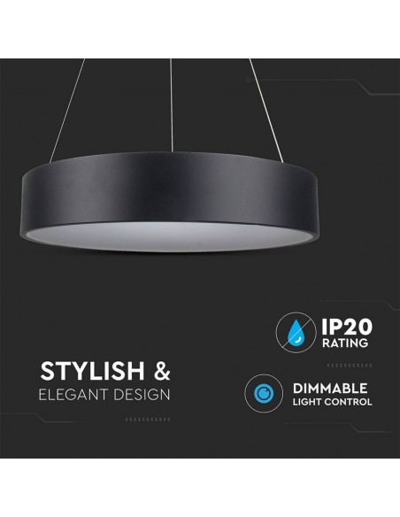 3993-Lampadario LED a Sospensione Circolare  in Metallo Colore Nero  -5