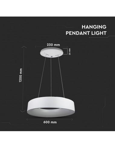 3995-Lampadario LED a Sospensione Circolare  in Metallo Colore Bianco  -2