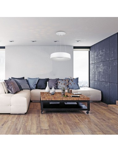 3995-Lampadario LED a Sospensione Circolare  in Metallo Colore Bianco  -3