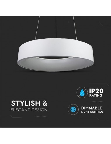 3995-Lampadario LED a Sospensione Circolare  in Metallo Colore Bianco  -5