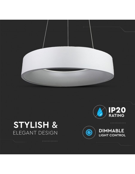 3995-Lampadario LED a Sospensione Circolare  in Metallo Colore Bianco  -5