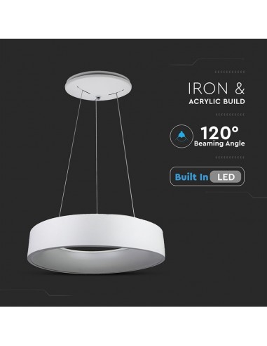 3995-Lampadario LED a Sospensione Circolare  in Metallo Colore Bianco  -6