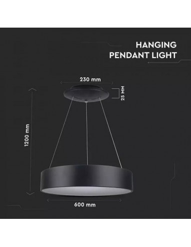 3996-Lampadario LED a Sospensione Circolare  in Metallo Colore Nero  -2