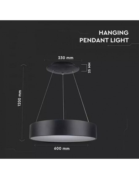 3996-Lampadario LED a Sospensione Circolare  in Metallo Colore Nero  -2