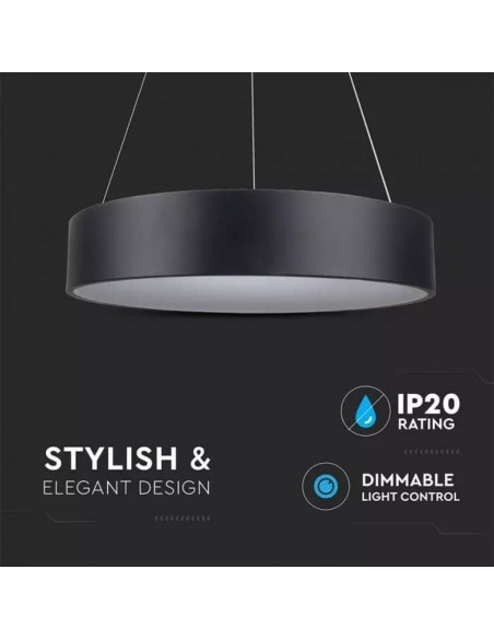 3996-Lampadario LED a Sospensione Circolare  in Metallo Colore Nero  -5