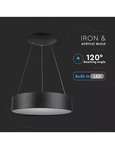 3996-Lampadario LED a Sospensione Circolare  in Metallo Colore Nero  -6