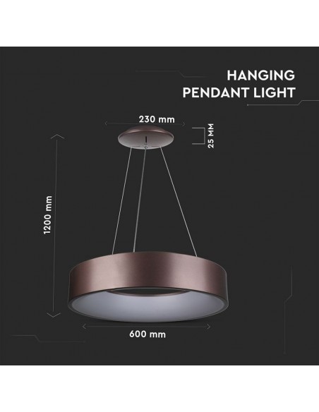 3997-Lampadario LED a Sospensione Circolare  in Metallo Colore Caffè  -2