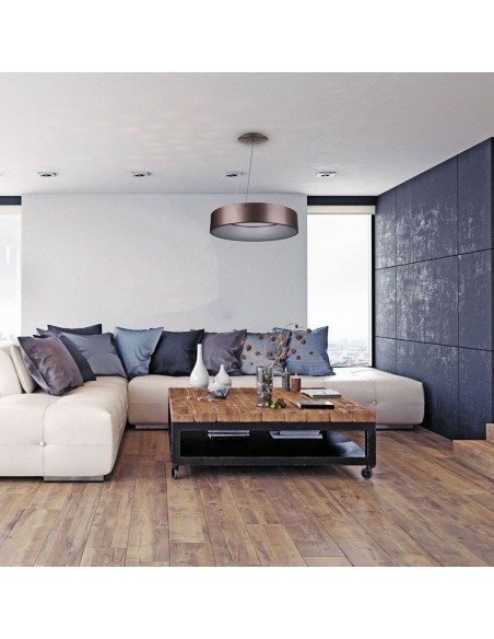 3997-Lampadario LED a Sospensione Circolare  in Metallo Colore Caffè  -3