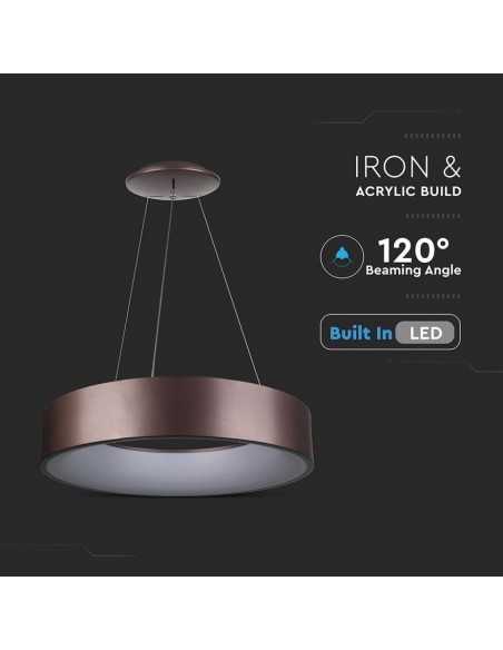 3997-Lampadario LED a Sospensione Circolare  in Metallo Colore Caffè  -4
