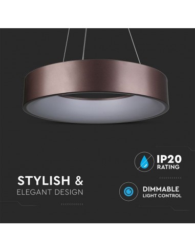3997-Lampadario LED a Sospensione Circolare  in Metallo Colore Caffè  -5