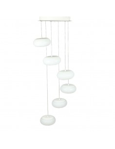 40011-Lampadario LED a Sospensione Composto da  Tondi  in Metallo Colore Bianco  Triac Dimmerabile-1