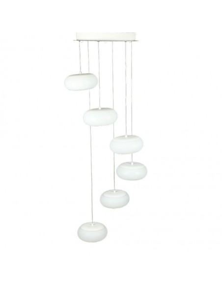 40011-Lampadario LED a Sospensione Composto da  Tondi  in Metallo Colore Bianco  Triac Dimmerabile-1