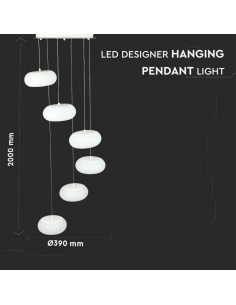 40011-Lampadario LED a Sospensione Composto da  Tondi  in Metallo Colore Bianco  Triac Dimmerabile-1 2