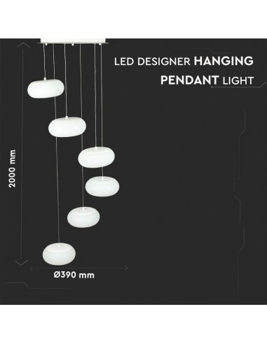 40011-Lampadario LED a Sospensione Composto da  Tondi  in Metallo Colore Bianco  Triac Dimmerabile-2