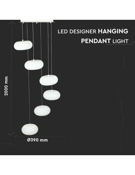 40011-Lampadario LED a Sospensione Composto da  Tondi  in Metallo Colore Bianco  Triac Dimmerabile-2