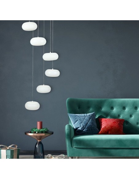 40011-Lampadario LED a Sospensione Composto da  Tondi  in Metallo Colore Bianco  Triac Dimmerabile-3