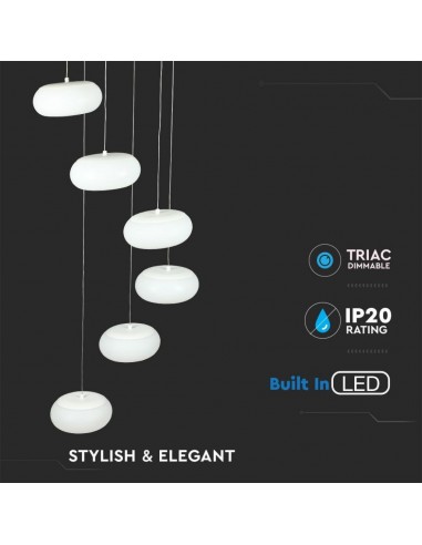 40011-Lampadario LED a Sospensione Composto da  Tondi  in Metallo Colore Bianco  Triac Dimmerabile-6
