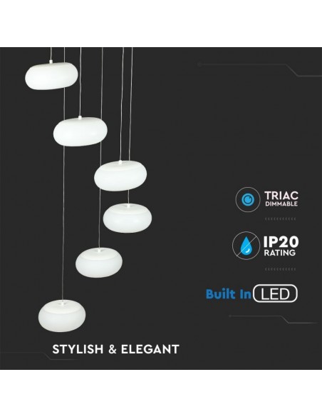 40011-Lampadario LED a Sospensione Composto da  Tondi  in Metallo Colore Bianco  Triac Dimmerabile-6
