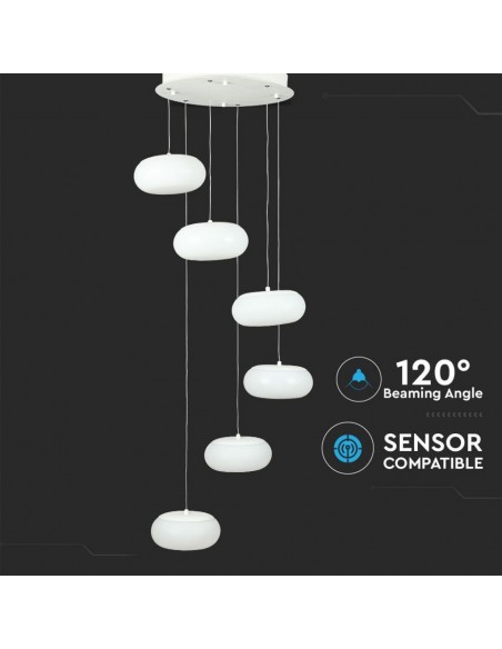 40011-Lampadario LED a Sospensione Composto da  Tondi  in Metallo Colore Bianco  Triac Dimmerabile-7