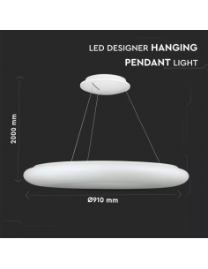 40101-Lampadario LED a Sospensione Circolare  Colore Bianco  Triac Dimmerabile-1 2