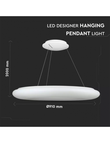 40101-Lampadario LED a Sospensione Circolare  Colore Bianco  Triac Dimmerabile-2