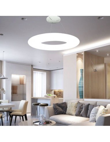 40101-Lampadario LED a Sospensione Circolare  Colore Bianco  Triac Dimmerabile-4