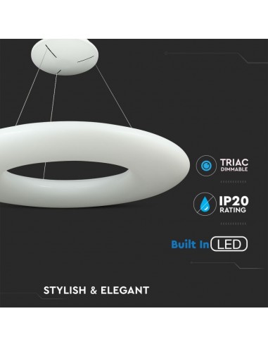 40101-Lampadario LED a Sospensione Circolare  Colore Bianco  Triac Dimmerabile-7