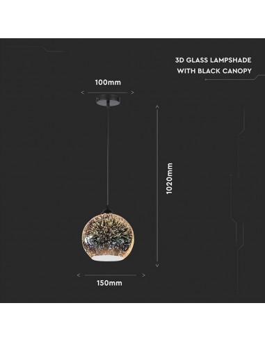 40111-Lampadario LED a Sospensione con Portalampada E Max  Campana in Vetro Colore Cromo Specchio con Effetto D d cm-2
